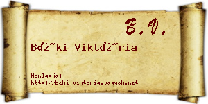 Béki Viktória névjegykártya